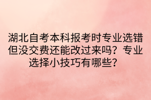 湖北自考本科報(bào)考時(shí)專(zhuān)業(yè)選錯(cuò)但沒(méi)交費(fèi)還能改過(guò)來(lái)嗎？專(zhuān)業(yè)選擇小技巧有哪些？