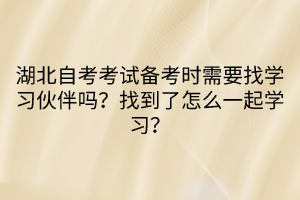湖北自考考試備考時需要找學(xué)習(xí)伙伴嗎？找到了怎么一起學(xué)習(xí)？