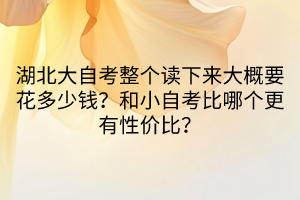 湖北大自考整個(gè)讀下來大概要花多少錢？和小自考比哪個(gè)更有性價(jià)比？
