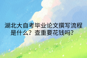 湖北大自考畢業(yè)論文撰寫流程是什么？查重要花錢嗎？