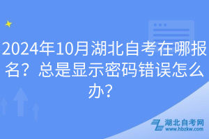 2024年10月湖北自考在哪報(bào)名？總是顯示密碼錯(cuò)誤怎么辦？