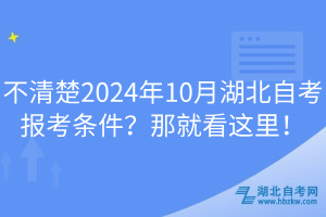 不清楚2024年10月湖北自考報考條件？那就看這里！