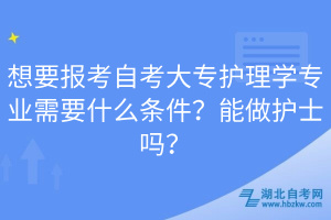 想要報考自考大專護理學專業(yè)需要什么條件？能做護士嗎？