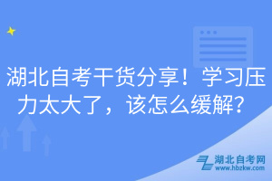 湖北自考干貨分享！學(xué)習(xí)壓力太大了，該怎么緩解？