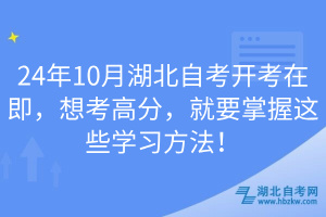 24年10月湖北自考開考在即，想考高分，就要掌握這些學(xué)習(xí)方法！