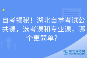 自考揭秘！湖北自學(xué)考試公共課，選考課和專業(yè)課，哪個更簡單？