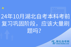 24年10月湖北自考本科考前復(fù)習(xí)鞏固階段，應(yīng)該大量刷題嗎？