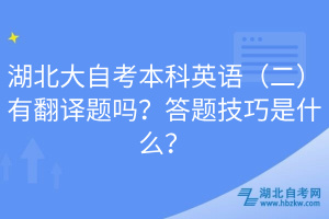 湖北大自考本科英語（二）有翻譯題嗎？答題技巧是什么？