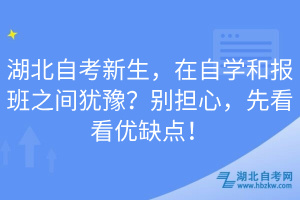 湖北自考新生，在自學和報班之間猶豫？別擔心，先看看優(yōu)缺點！