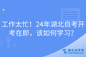 工作太忙！24年湖北自考開(kāi)考在即，該如何學(xué)習(xí)？