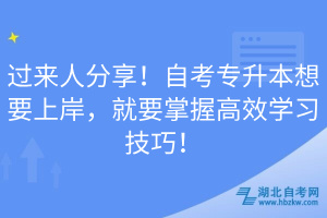 過(guò)來(lái)人分享！自考專升本想要上岸，就要掌握高效學(xué)習(xí)技巧！