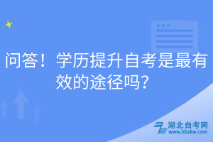 問答！學(xué)歷提升自考是最有效的途徑嗎？