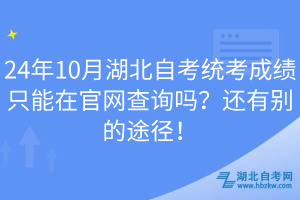 24年10月湖北自考統(tǒng)考成績只能在官網(wǎng)查詢嗎？還有別的途徑！