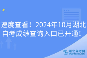 速度查看！2024年10月湖北自考成績查詢?nèi)肟谝验_通！