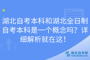 湖北自考本科和湖北全日制自考本科是一個概念嗎？詳細(xì)解析就在這！
