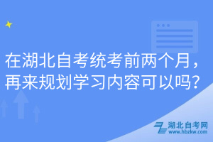在湖北自考統(tǒng)考前兩個(gè)月，再來(lái)規(guī)劃學(xué)習(xí)內(nèi)容可以嗎？