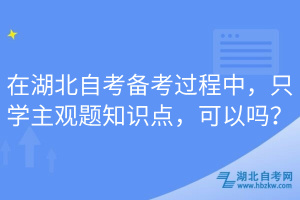 在湖北自考備考過程中，只學主觀題知識點，可以嗎？