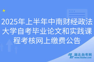 2025年上半年中南財經(jīng)政法大學(xué)自考畢業(yè)論文和實(shí)踐課程考核網(wǎng)上繳費(fèi)公告