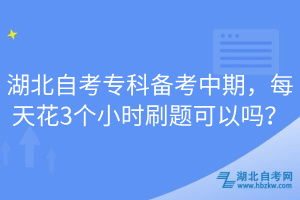 湖北自考專科備考中期，每天花3個(gè)小時(shí)刷題可以嗎？