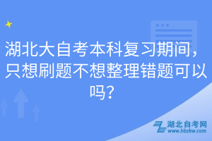 湖北大自考本科復(fù)習(xí)期間，只想刷題不想整理錯(cuò)題可以嗎？
