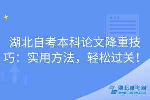 湖北自考本科論文降重技巧：實(shí)用方法，輕松過(guò)關(guān)！