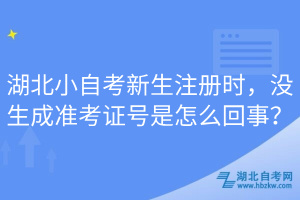 湖北小自考新生注冊時，沒生成準考證號是怎么回事？