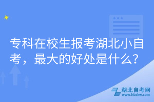 專科在校生報考湖北小自考，最大的好處是什么？