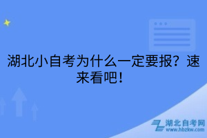 湖北小自考為什么一定要報？速來看吧！