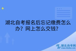 湖北自考報名后忘記繳費(fèi)怎么辦？網(wǎng)上怎么交錢？