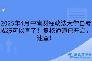 2025年4月中南財經(jīng)政法大學(xué)自考成績可以查了！復(fù)核通道已開啟，速查！