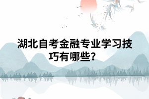 湖北自考金融專業(yè)學習技巧有哪些？