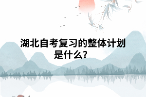 湖北自考復(fù)習(xí)的整體計(jì)劃是什么？