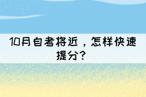 10月自考將近，怎樣快速提分？