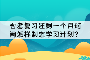 自考復(fù)習(xí)還剩一個(gè)月時(shí)間怎樣制定學(xué)習(xí)計(jì)劃？