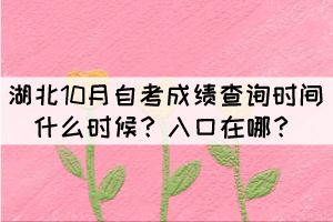 湖北10月自考成績查詢時(shí)間什么時(shí)候？入口在哪？