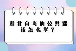 湖北自考的公共課該怎么學(xué)？