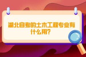 湖北自考的土木工程專業(yè)有什么用？
