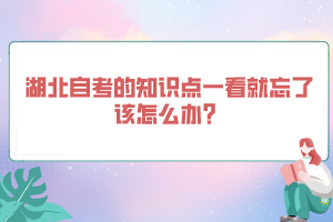 湖北自考的知識點一看就忘了該怎么辦？