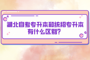 湖北自考專升本和統(tǒng)招專升本有什么區(qū)別？