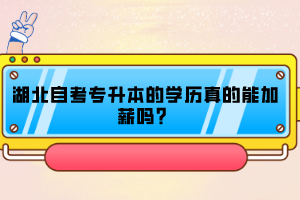 湖北自考專(zhuān)升本的學(xué)歷真的能加薪嗎？