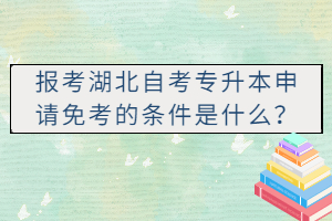 報(bào)考湖北自考專升本申請(qǐng)免考的條件是什么？