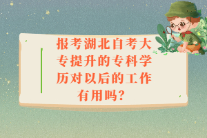 報考湖北自考大專提升的?？茖W歷對以后的工作有用嗎？