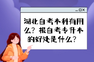 湖北自考本科有用么？報自考專升本的好處是什么？