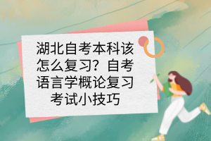 湖北自考本科該怎么復(fù)習(xí)？自考語言學(xué)概論復(fù)習(xí)考試小技巧