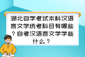 湖北自學(xué)考試本科漢語言文學(xué)統(tǒng)考科目有哪些？自考漢語言文學(xué)學(xué)些什么？