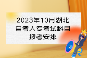 2023年10月湖北自考大?？荚嚳颇繄?bào)考安排