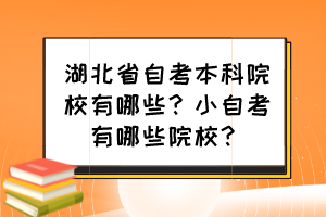 湖北省自考本科院校有哪些？小自考有哪些院校？