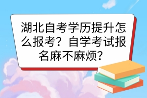 湖北自考學(xué)歷提升怎么報考？自學(xué)考試報名麻不麻煩？