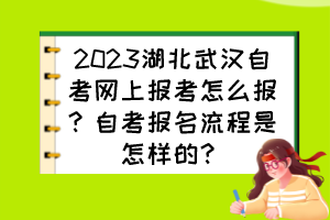 2023湖北武漢自考網(wǎng)上報(bào)考怎么報(bào)？自考報(bào)名流程是怎樣的？