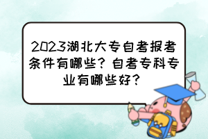 2023湖北大專自考報(bào)考條件有哪些？自考?？茖I(yè)有哪些好？